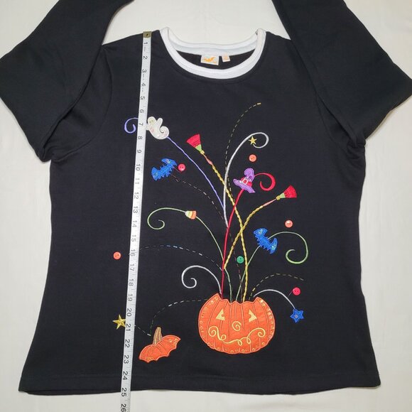 Vintage Y2K Halloween Sweater Pumpkin Black Orange Large Whimsigoth Spooky - Picture 6 of 11